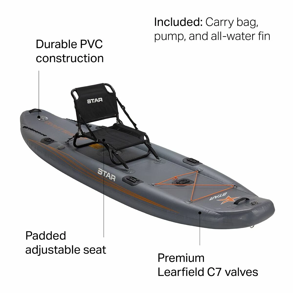Star Whitewater Kayaks Challenger Inflatable Sit On Top Fishing Kayak 4 Star Whitewater Kayaks Challenger Inflatable Sit On Top Fishing Kayak - Image 2